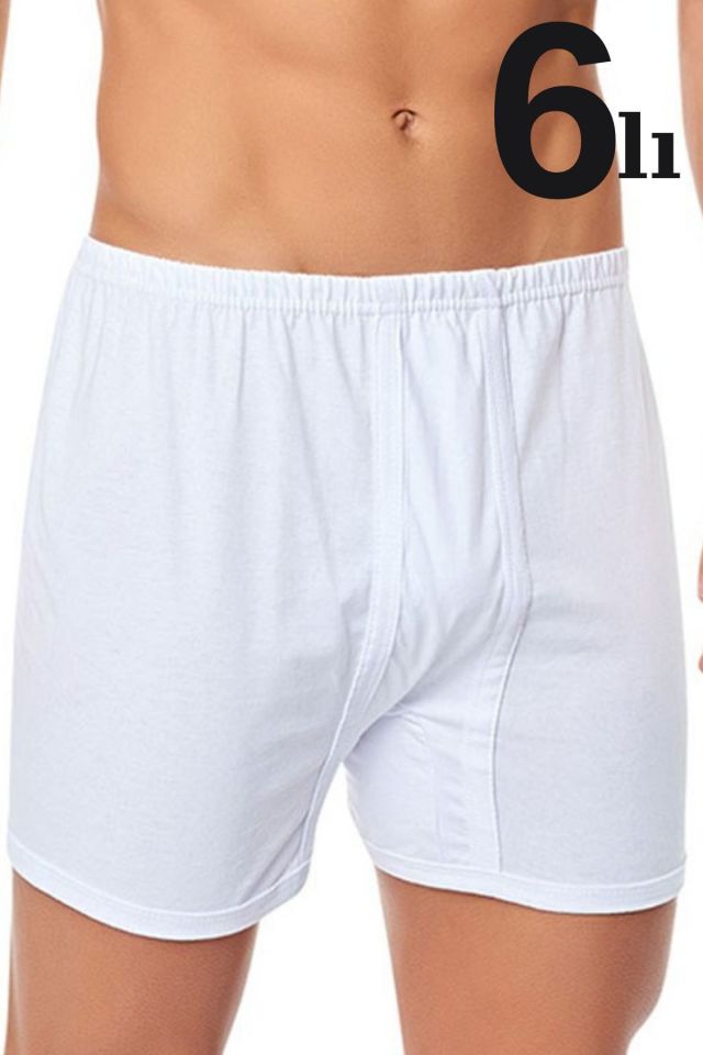 Erkek Paçalı Külot Boxer 6'lı Paket %100 Pamuk Penye