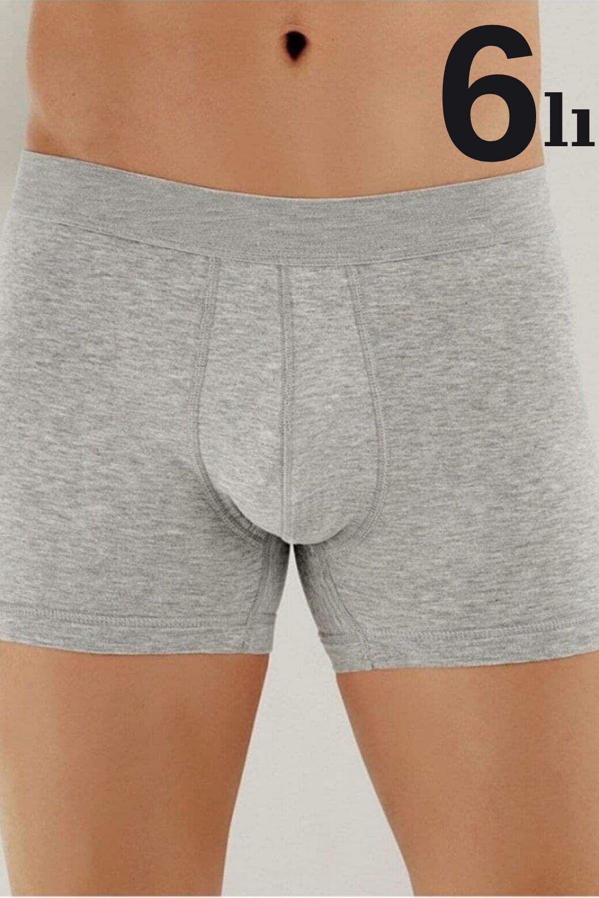 Erkek 6'lı Paket Boxer Düz Pamuklu Likralı