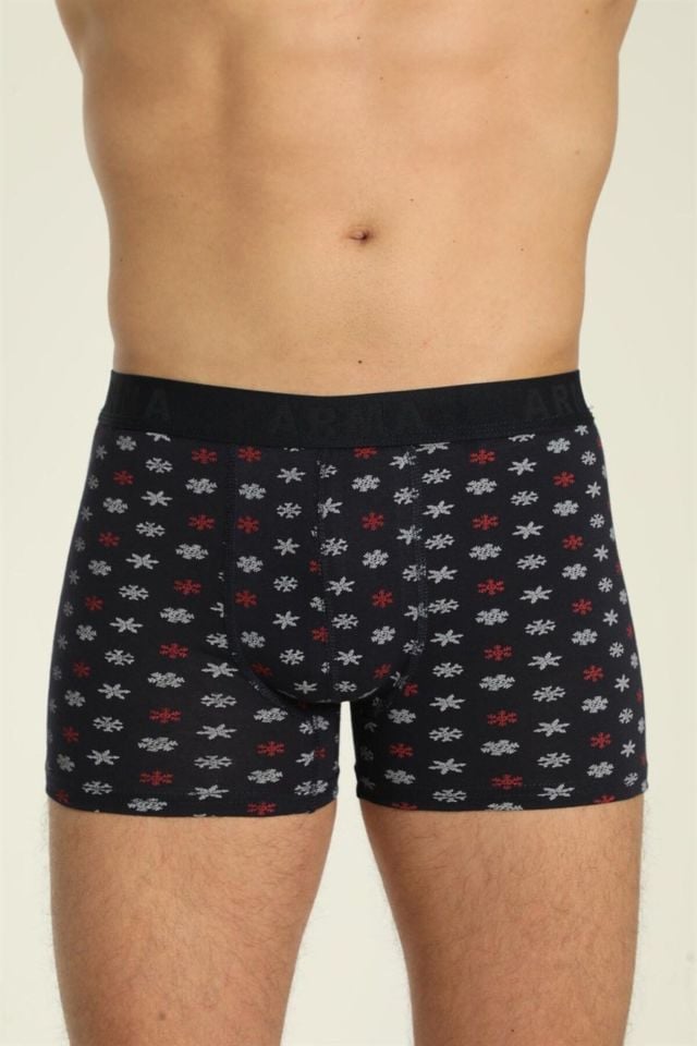 Desenli Erkek Pamuklu Likralı Boxer 3'lü Paket