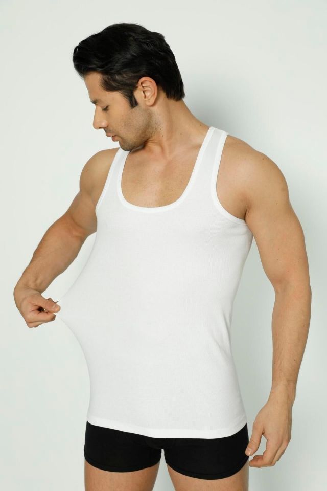 Erkek Fitilli Kaşkorse Atlet Siyah - 2XL