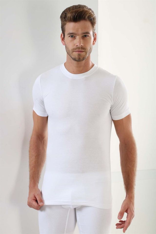 Erkek T-shirt Sıfır Yaka Kısa Kollu 3'lü Paket %100 Pamuk