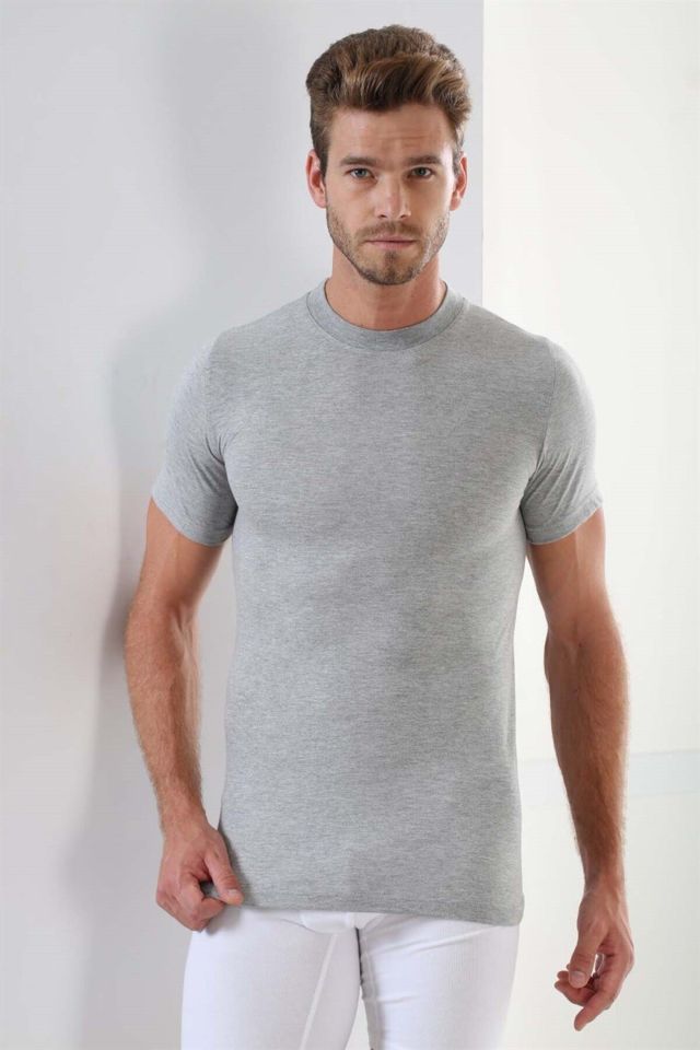 Erkek T-shirt Sıfır Yaka Kısa Kollu 3'lü Paket %100 Pamuk