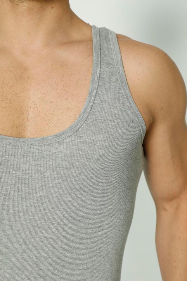 Erkek Fitilli Kaşkorse Atlet 3'lü Paket Likralı Beyaz - 2XL