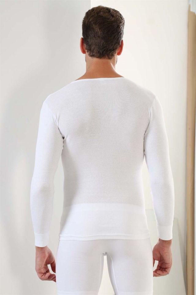 2'li Paket Erkek Badi Uzun Kollu T-shirt Bisiklet Yaka Basic %100 Pamuk Ribana
