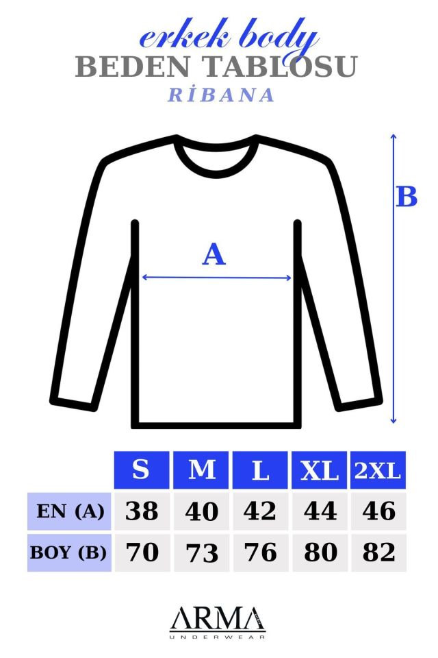 Erkek Badi Uzun Kollu T-shirt V Yaka Basic %100 Pamuk Ribana
