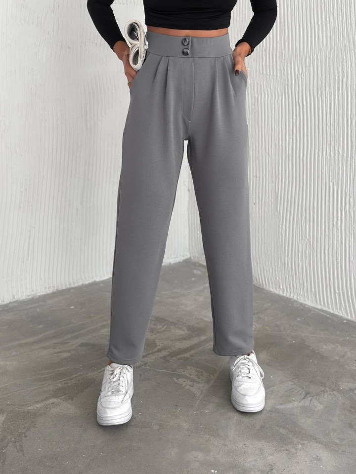 örme krep pantolon çift düğmeli